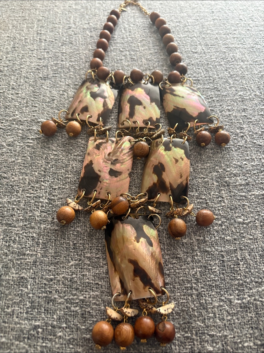 Chico's Brown and Gold Multi-Panel Statement Necklace